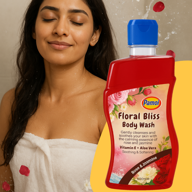 🌹 Pamoi Floral Bliss Body Wash – Vitamin E + Aloe Vera